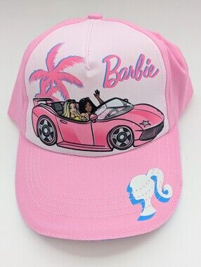NWT Barbie Kids (Age 3+) Pink Adjustable Covertible Car Baseball Cap/Sunhat
